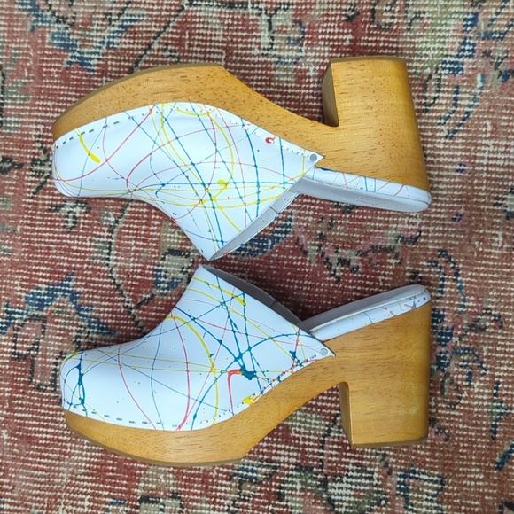 Charlotte Stone Marlo paint splatter wooden clog, size 12 - Picture 5 of 8